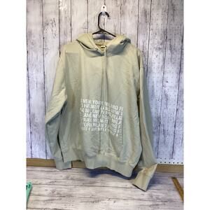 Helmut Lang Beige Cities Spell Out Box Logo Hoodie Size XL